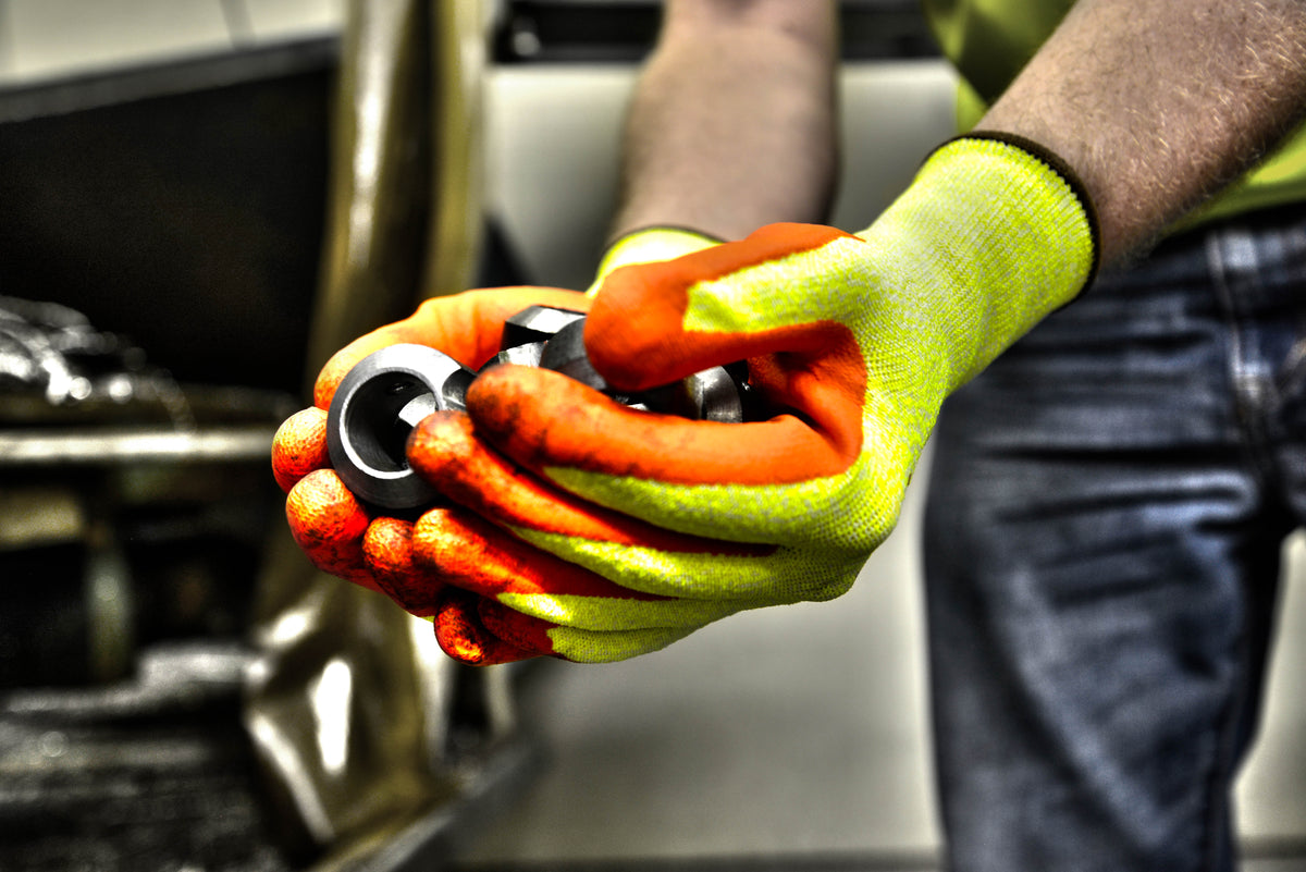 Cut-Less Korplex Glove with Foam Nitrile Palm, 13g, ANSI A4