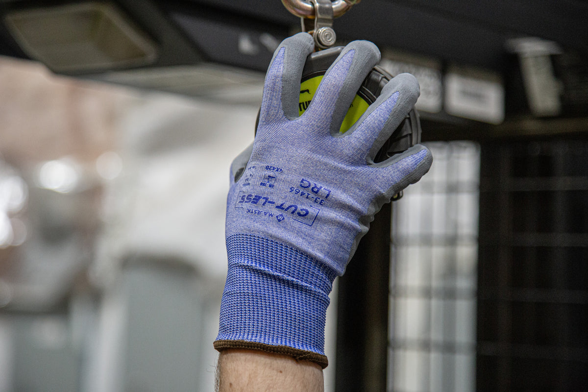 Cut-Less Korplex Glove with Foam Nitrile Palm, 18g, ANSI A4