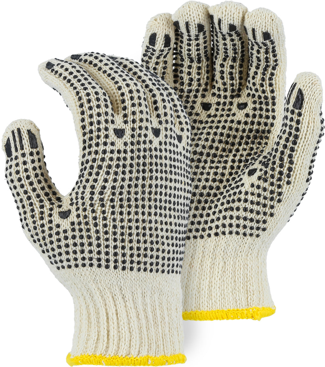 Medium Weight Cotton/Poly String Knit Glove with PVC Dots on Both Sides