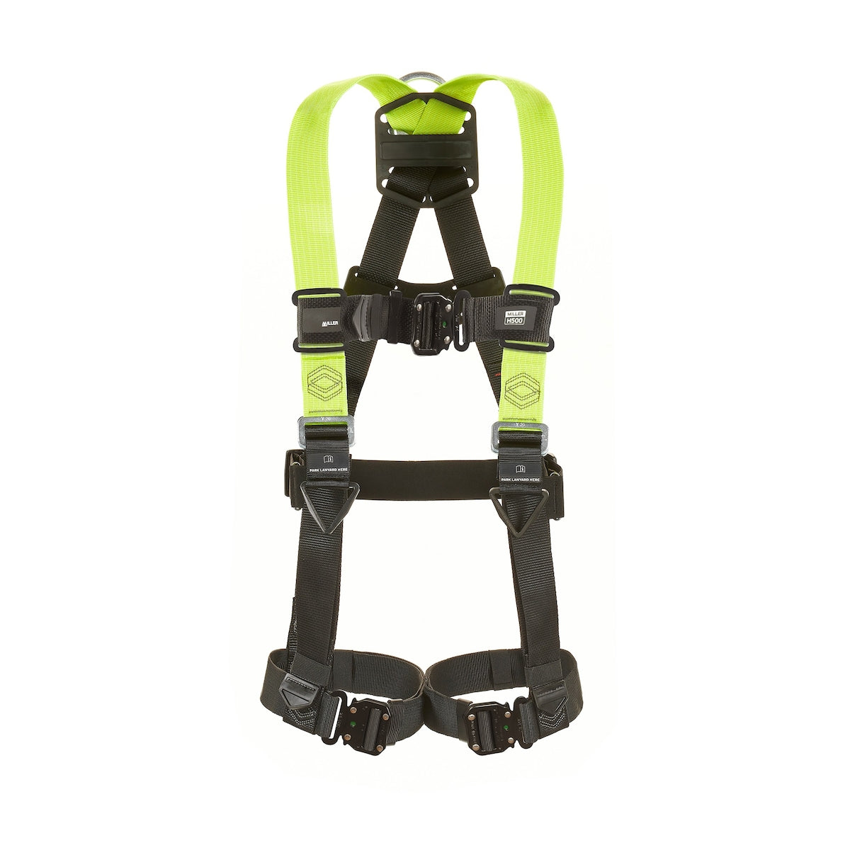 Miller® H500 Industry Standard Full Body Harness with Ergonomic Lightweight Design, Auto Quick‑Release Leg Buckles, Auto‑Clip Chest Buckle, Dorsal D‑Ring, and Adjustable Fit – EN 361 – 2