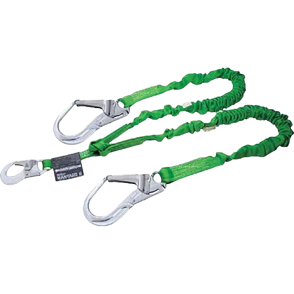 Miller Double Leg Stretchable Shock-Absorbing Lanyard with Aluminum Locking Snap Hook and Aluminum Locking Rebar Hook – 6'