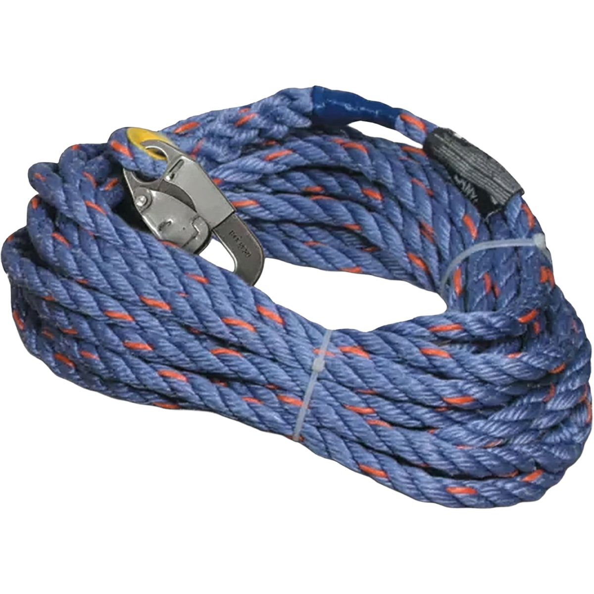 Miller Vertical Rope Lifeline, Polyester/Polypropylene Blend, with Locking Snap Hook and Thimble