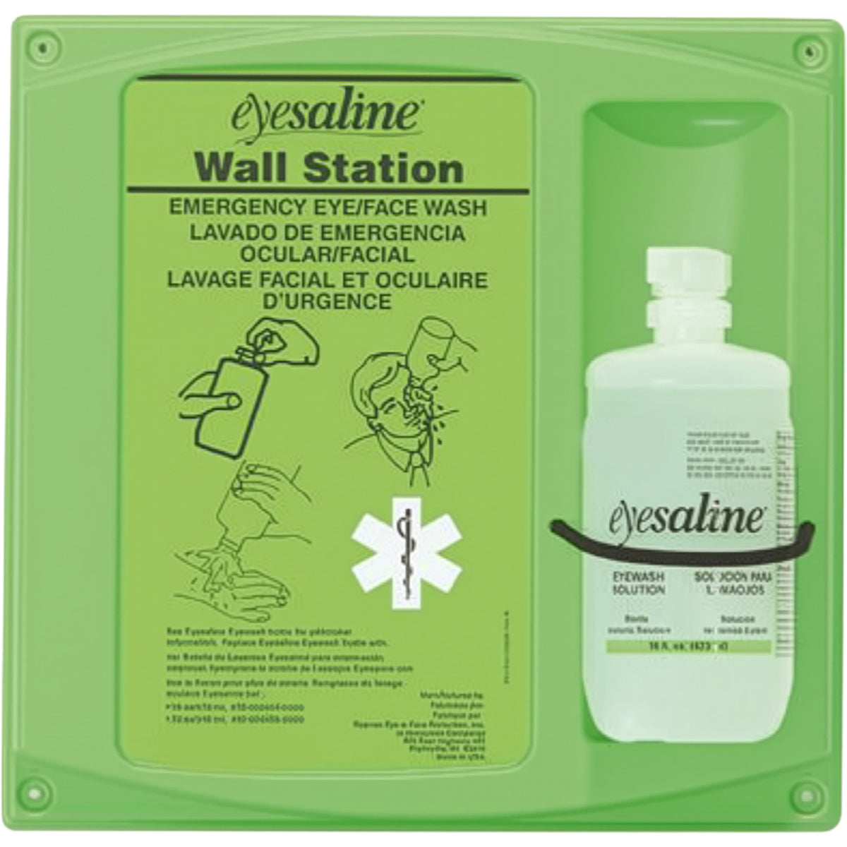Fendall 16 oz Single Bottle Eyewash Wall Station - Bottle Not Included