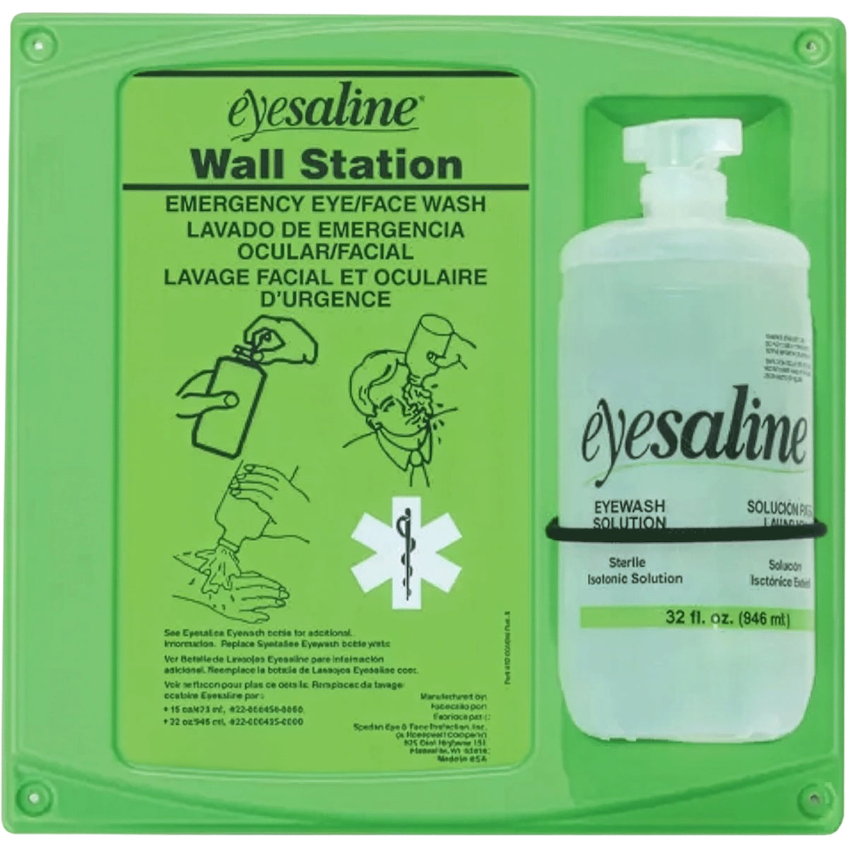 Fendall 32 oz Single Bottle Eyewash Wall Station - Bottle Not Included