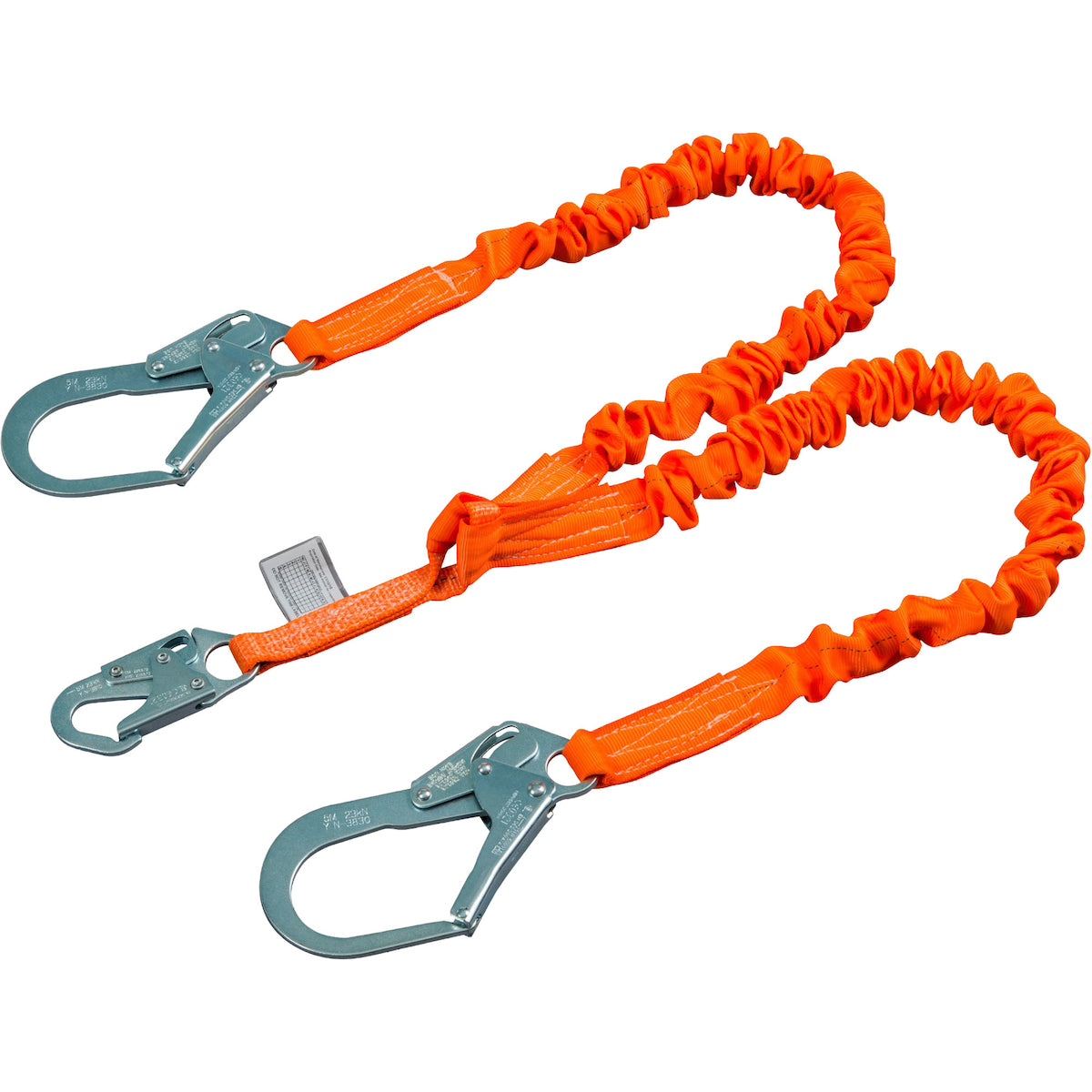 Miller Single Leg Stretch Tubular Shock‑Absorbing Lanyard with Locking Snap Hook and Locking Rebar Hooks – 6'