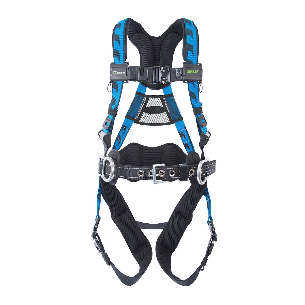 Miller Premium Breathable Full-Body Harness with Lightweight Aluminum Hardware, 5 Points of Adjustment, Back/Side D-Rings, Lumbar Pad and Quick-Connect Chest &amp; Leg Buckles