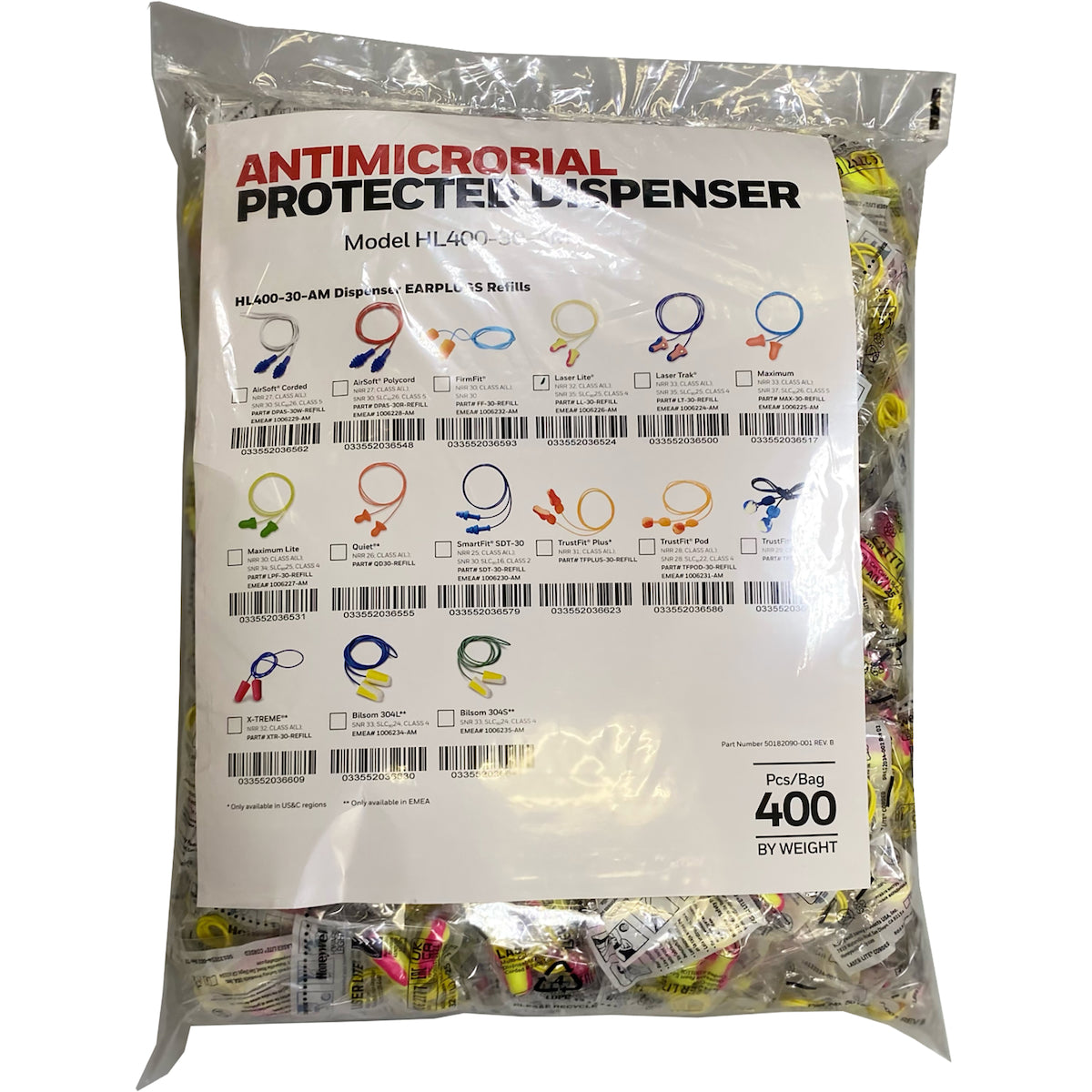 T-Shape Disposable Soft Polyurethane Foam Corded Ear Plugs - Dispenser Refill Pack - NRR 32