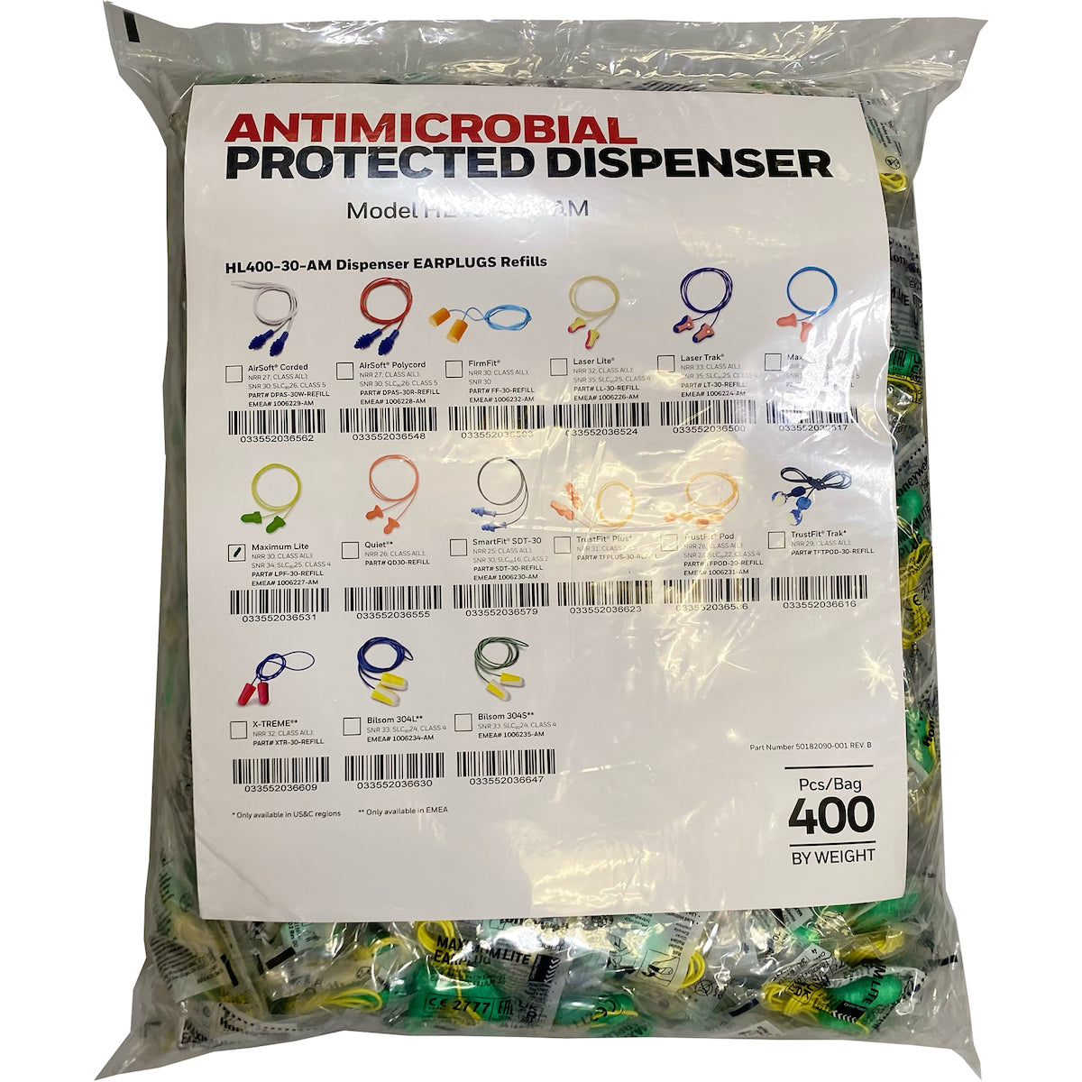 T-Shape Disposable Soft Polyurethane Foam Corded Ear Plugs - Dispenser Refill - NRR 30 (LPF-30-REFILL)
