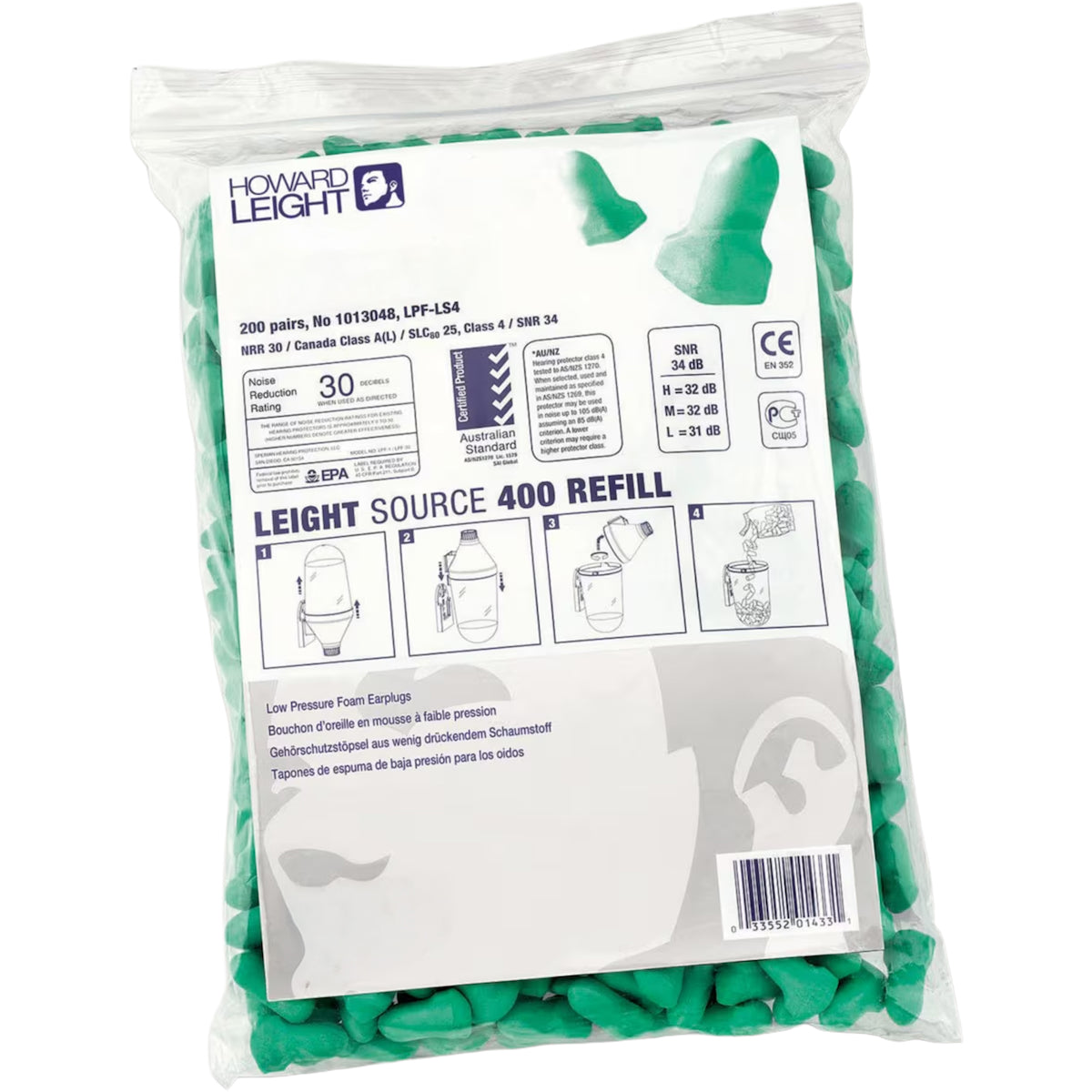 T-Shape Disposable Soft Polyurethane Foam Corded Ear Plugs - Dispenser Refill - NRR 30