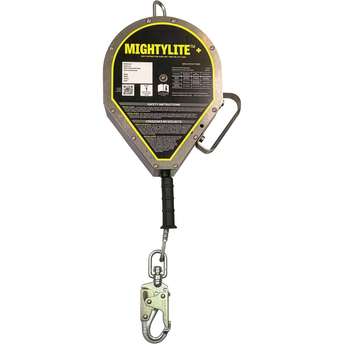 Miller Self-Retracting Lifeline with Stainless Steel Cable, Steel Carabiner and Steel Swivel Snap Hook