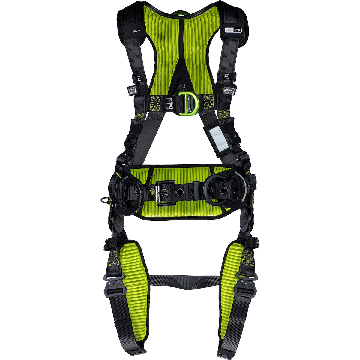 Miller Construction Comfort Full-Body Harness with Aluminum Hardware, 5 Points of Adjustment, Front/Side/Back &amp; Shoulder D-Rings, Belt and Quick-Connect Chest &amp; Leg Buckles