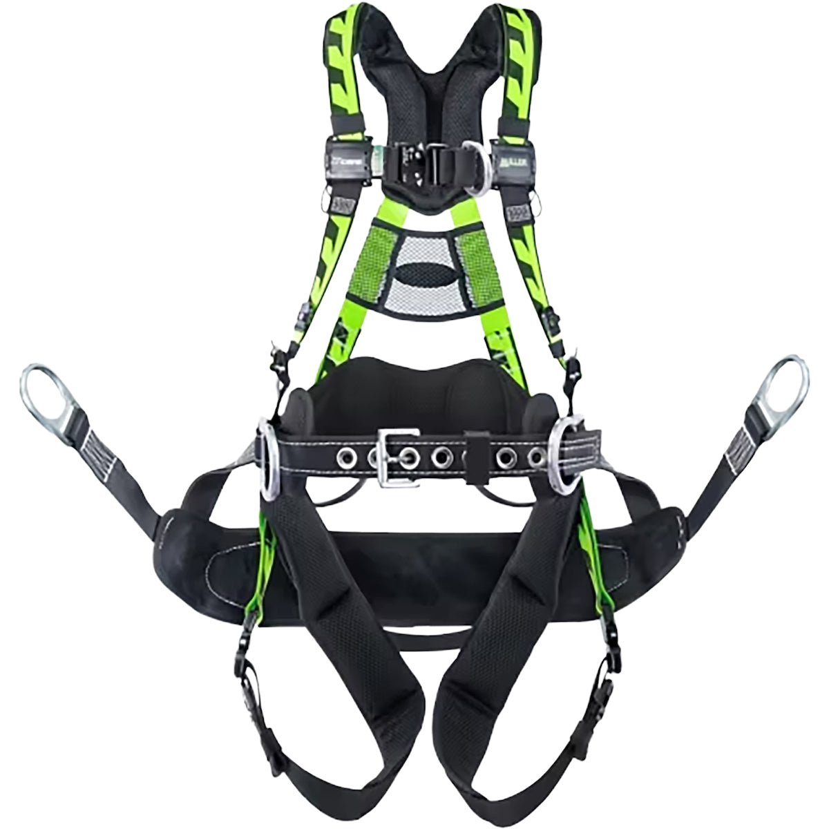 Miller Premium Tower Climbing Full-Body Harness with Steel Hardware, Front/Side/Back D-Rings, Quick-Connect Chest & Leg Buckles and Lumbar Pad – S/M