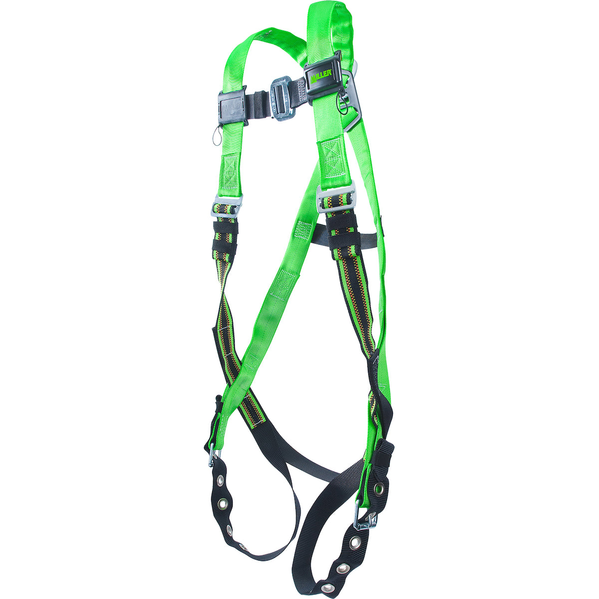 Miller Full-Body Harness with Steel Hardware, DuraFlex™ Stretch Webbing, Back D-Ring, Mating Chest Strap Buckle and Tongue Leg Strap Buckle
