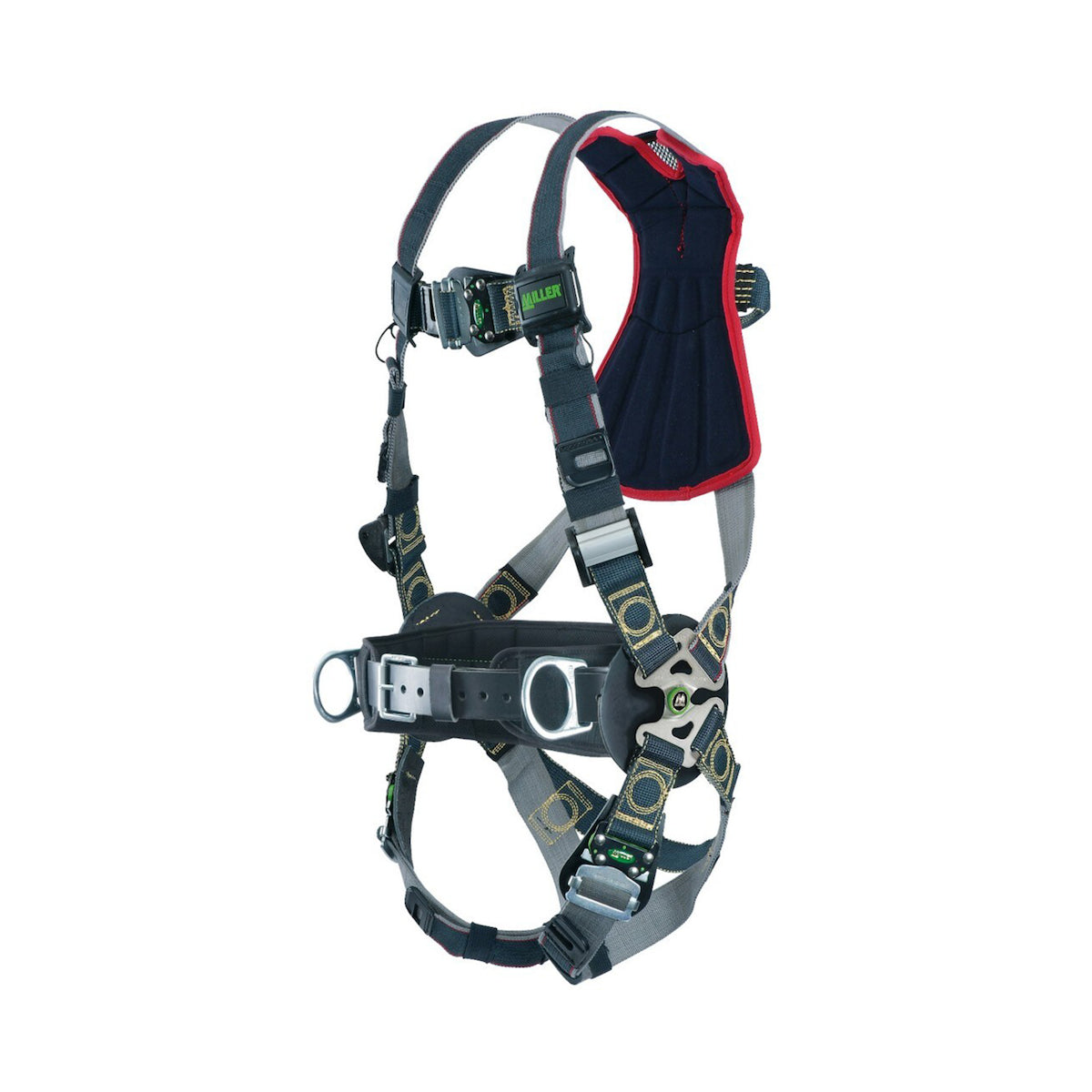Miller Arc-Rated Premium Full-Body Harness with Kevlar®/Nomex® DualTech™ Webbing, 5 Points of Adjustment, Back/Side D-Rings, Sub-Pelvic Strap, Removable Belt and Quick-Connect Chest & Leg Buckles