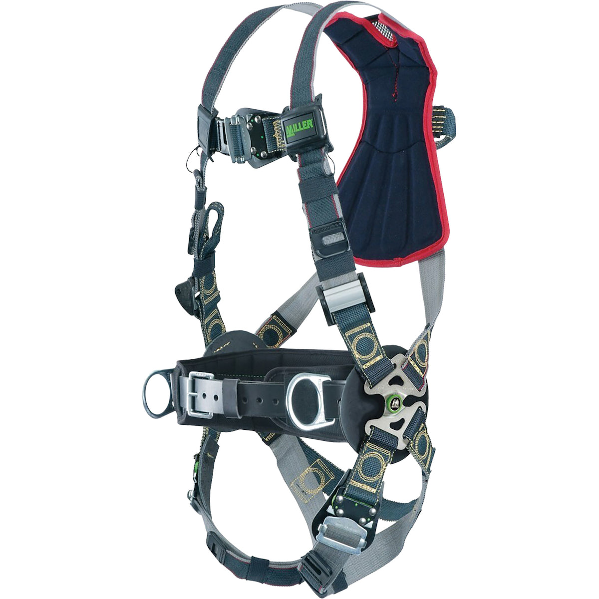 Miller Arc-Rated Premium Full-Body Harness with Kevlar®/Nomex® DualTech™ Webbing, 5 Points of Adjustment, Side/Back D-Ring, Rescue Loops, Sub-Pelvic Strap, Removable Belt and Quick-Connect Chest &amp; Leg Buckles – L/XL