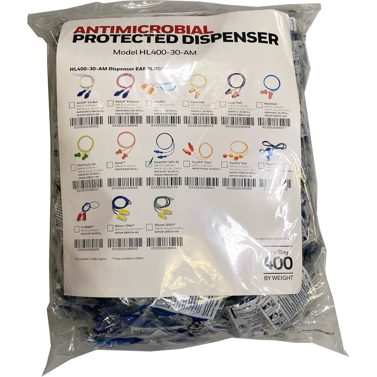 Metal Detectable Reusable TPE Corded Ear Plugs Refill - NRR 25