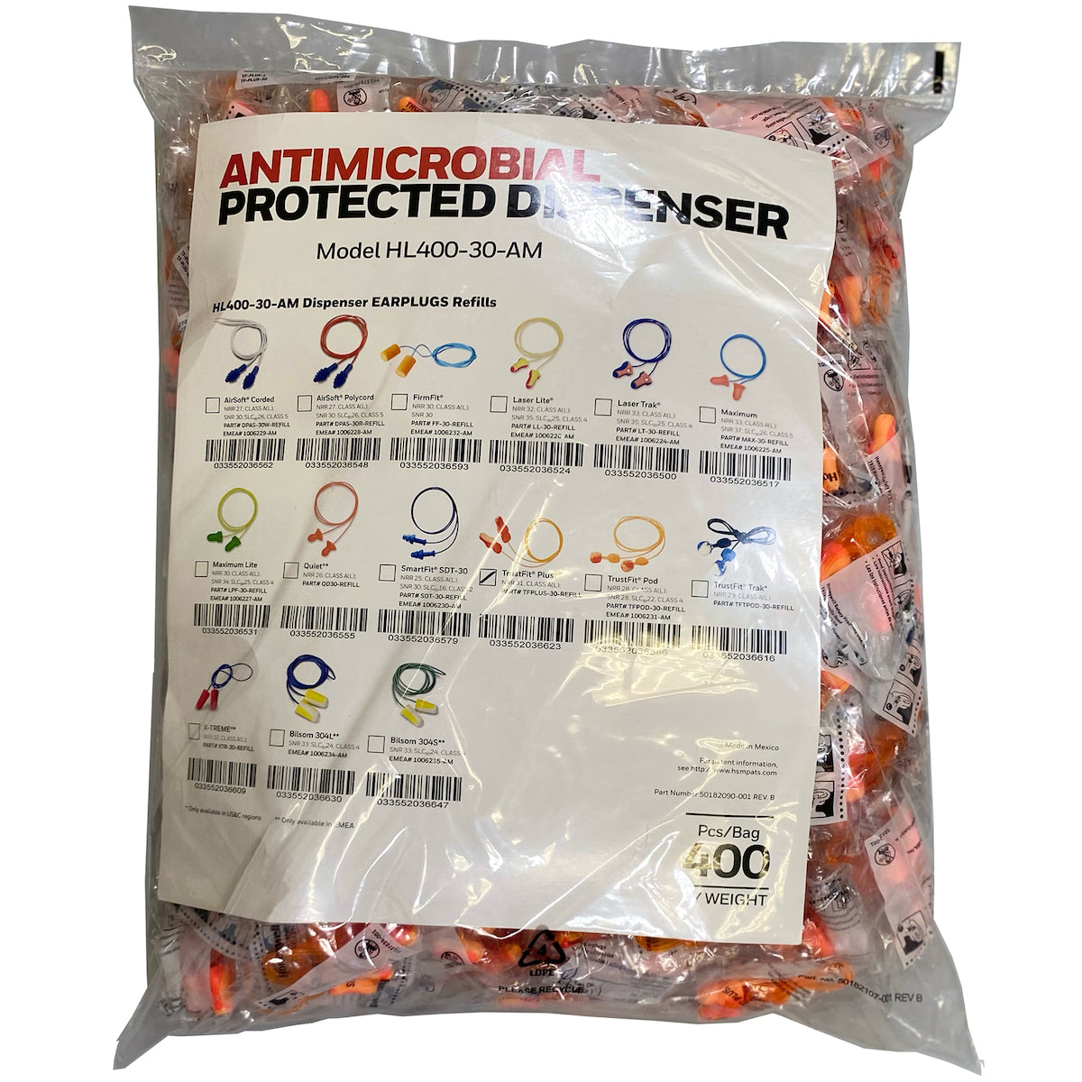 Reusable Soft Polyurethane Corded Foam Ear Plugs - Dispenser Refill Pack - NRR 31