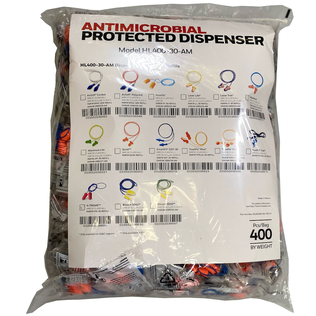 Disposable Soft Polyurethane Foam Corded Ear Plugs - Dispenser Refill Pack - NRR 32