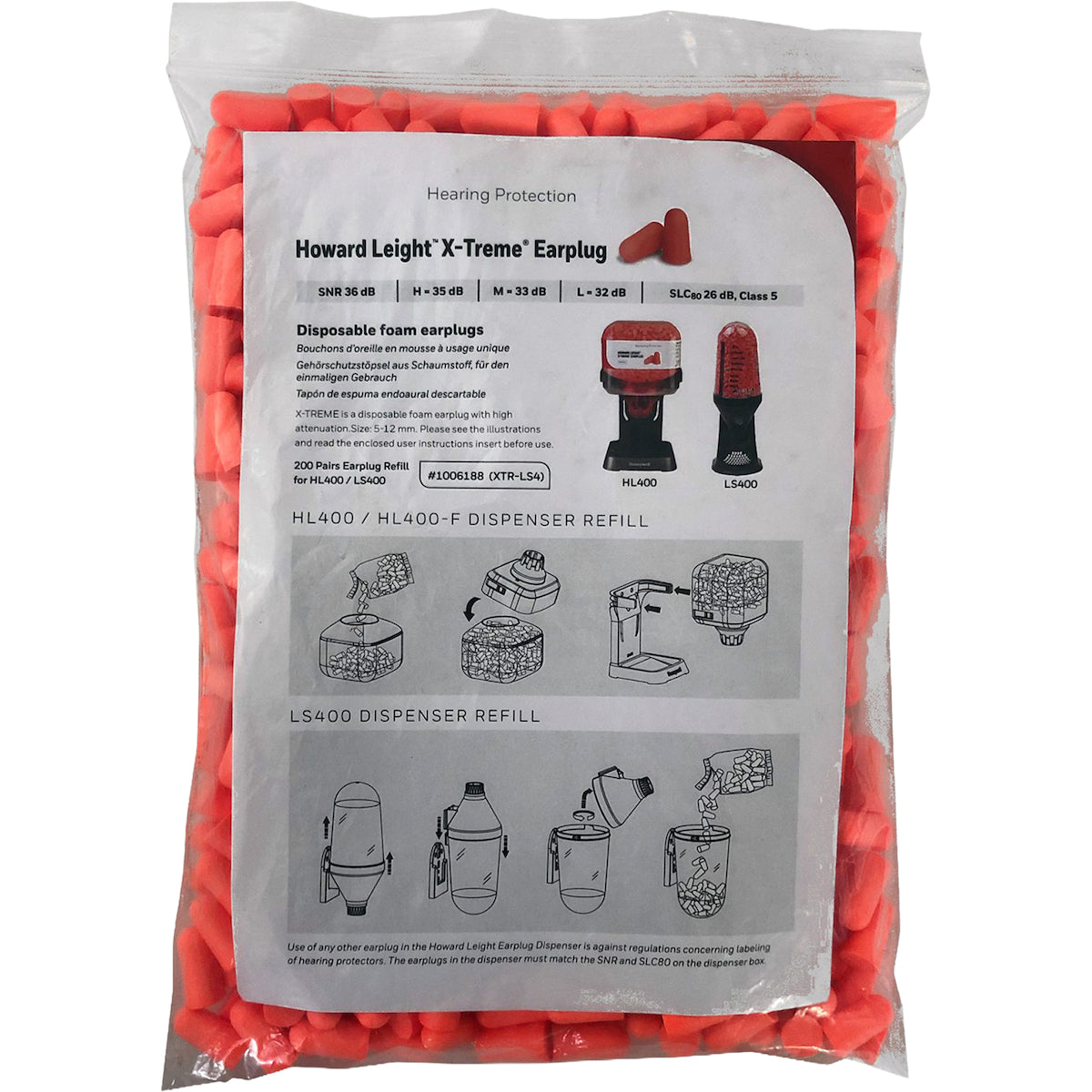 Disposable Soft Polyurethane Foam Ear Plugs - Dispenser Refill Pack - NRR 32