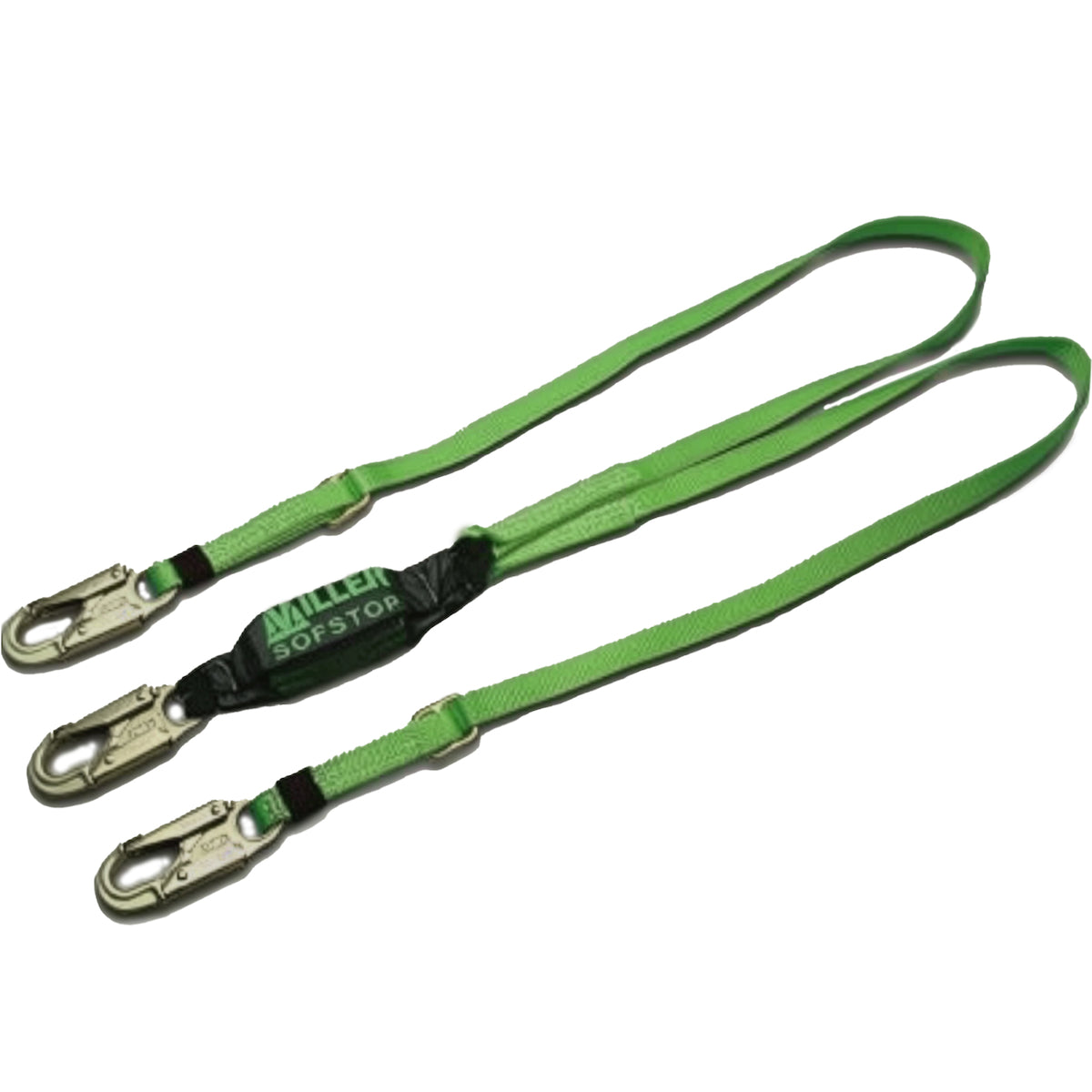 Miller Double Leg Stretchable Web Lanyard with SofStop® Energy Absorber and Locking Snap Hooks – 6'