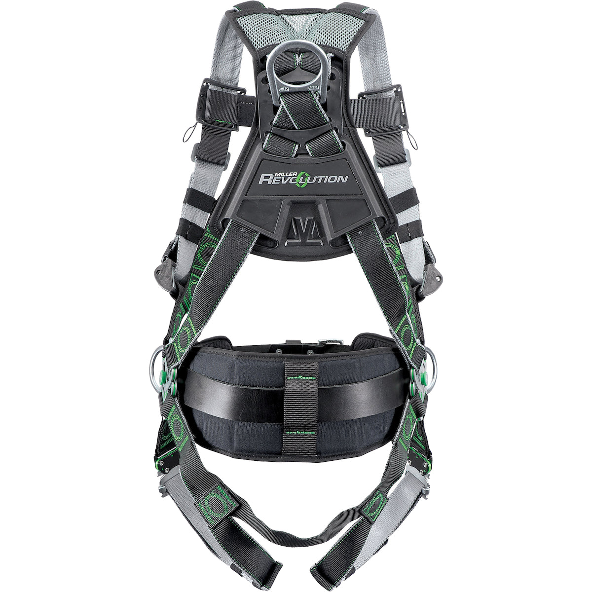 Miller Premium Full-Body Harness with DualTech™ Webbing, 5 Points of Adjustment, Back D-Ring, Shoulder Loops and Quick-Connect Chest &amp; Leg Buckles – L/XL