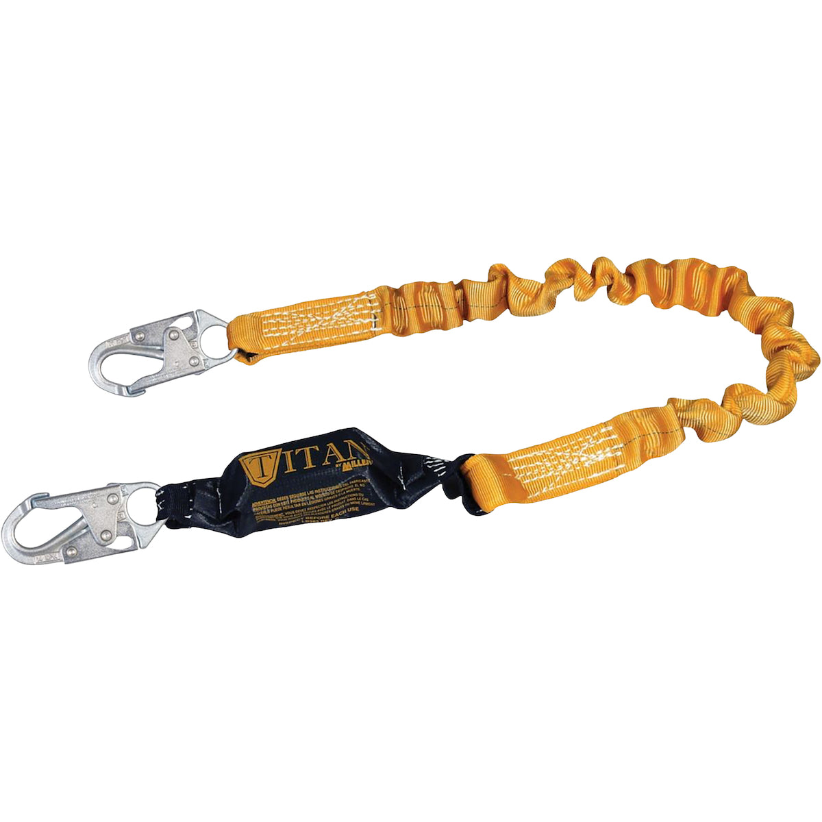 Miller Single Leg Pack-Type Shock-Absorbing Web Lanyard with Locking Snap Hooks – 6'