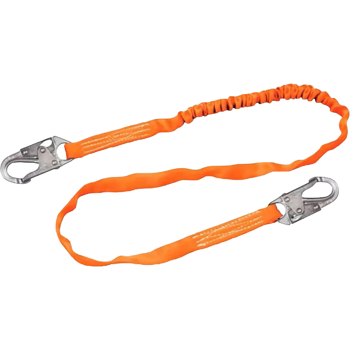 Miller Single Leg Tubular Shock‑Absorbing Lanyard with Locking Snap Hooks and Hi‑Viz Orange Webbing – 6'