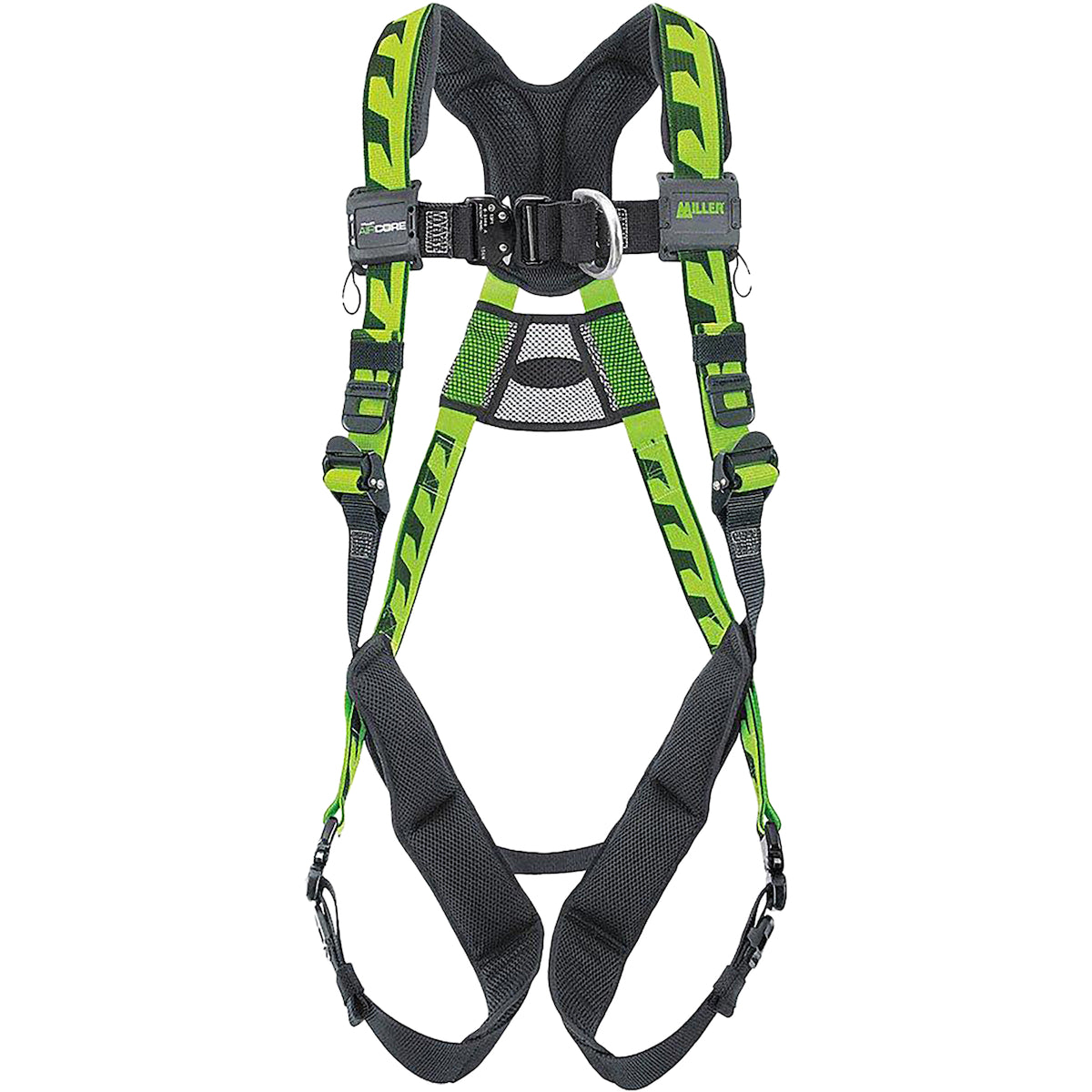Miller Premium Breathable Full-Body Harness with Lightweight Aluminum Hardware, 5 Points of Adjustment, with Back/Front D-Rings and Quick-Connect Chest & Leg Buckles