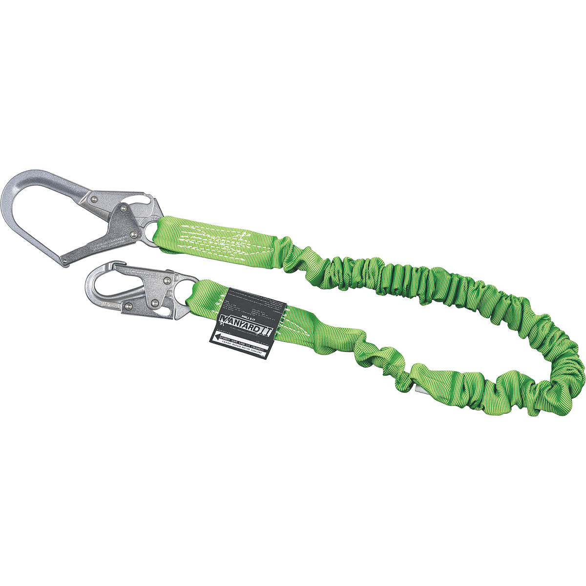 Miller Single Leg Stretchable Shock-Absorbing Lanyard with Locking Snap Hook and Locking Rebar Hook – 6'