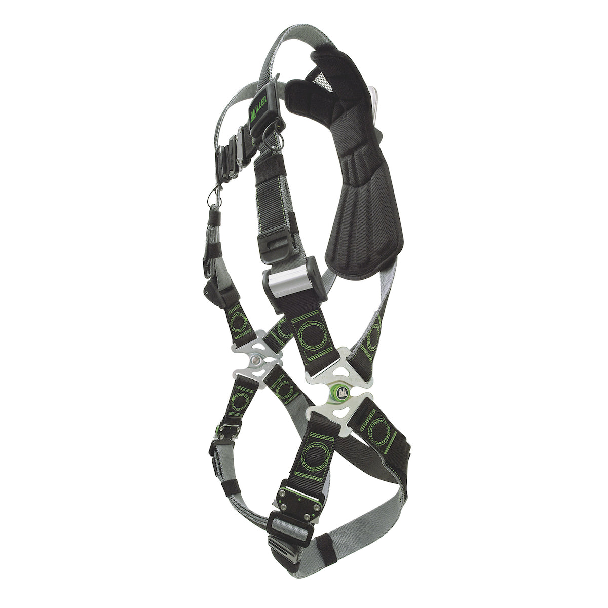 Miller Premium Full-Body Harness with DualTech™ Webbing, 5 Points of Adjustment, Back D-Ring and Quick-Connect Chest &amp; Leg Buckles – L/XL