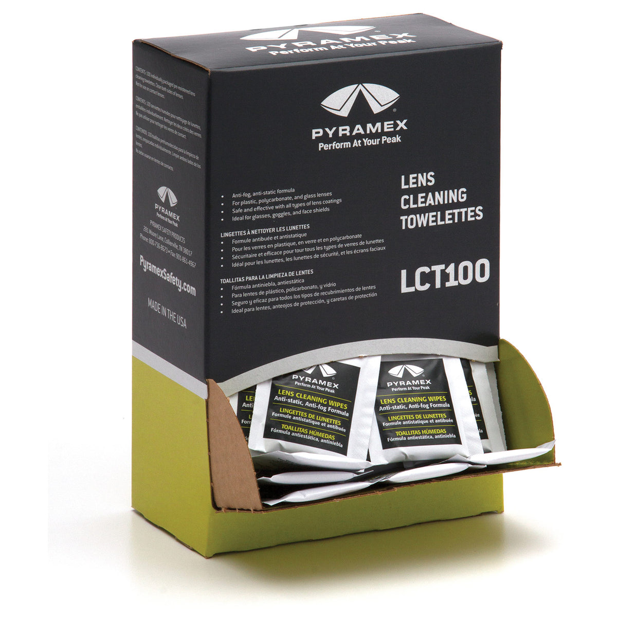 PYRAMEX Lens Cleaning Tissues: Individually Wrapped, Anti-Fog/Anti-Static, 100 PK