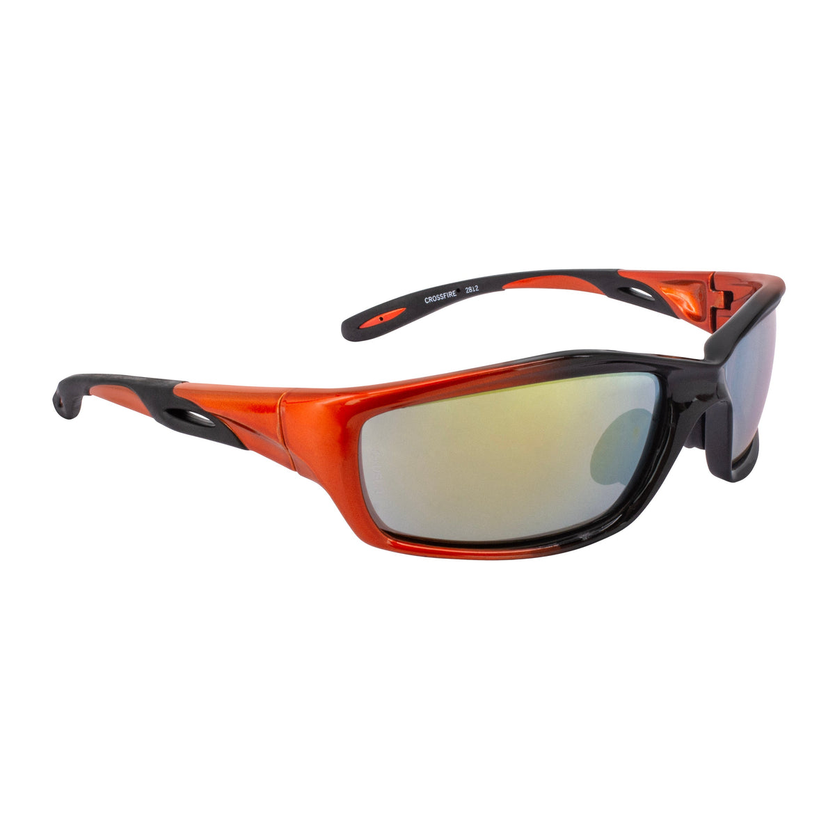 Crossfire Infinity Premium Safety Eyewear - Orange/Black Frame - Gold Mirror Lens