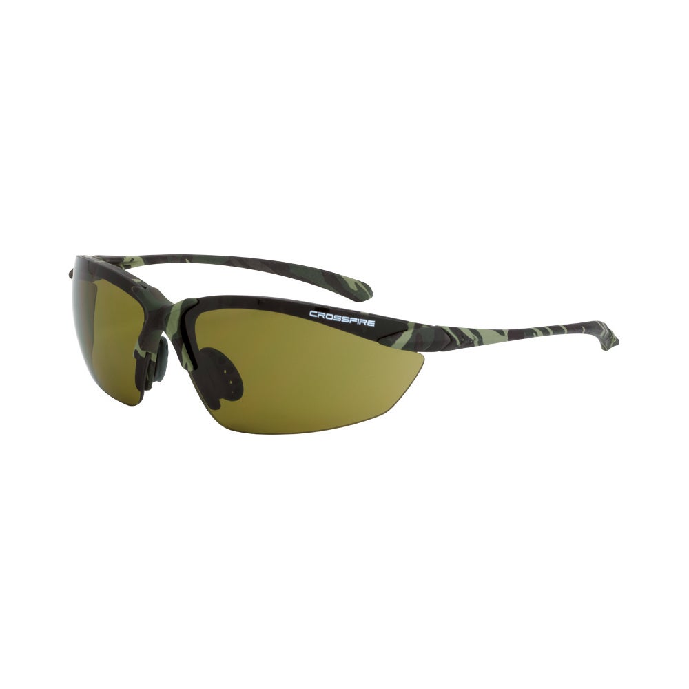 Crossfire Sniper Premium Safety Eyewear - Military Green Camo Frame - HD Green Lens