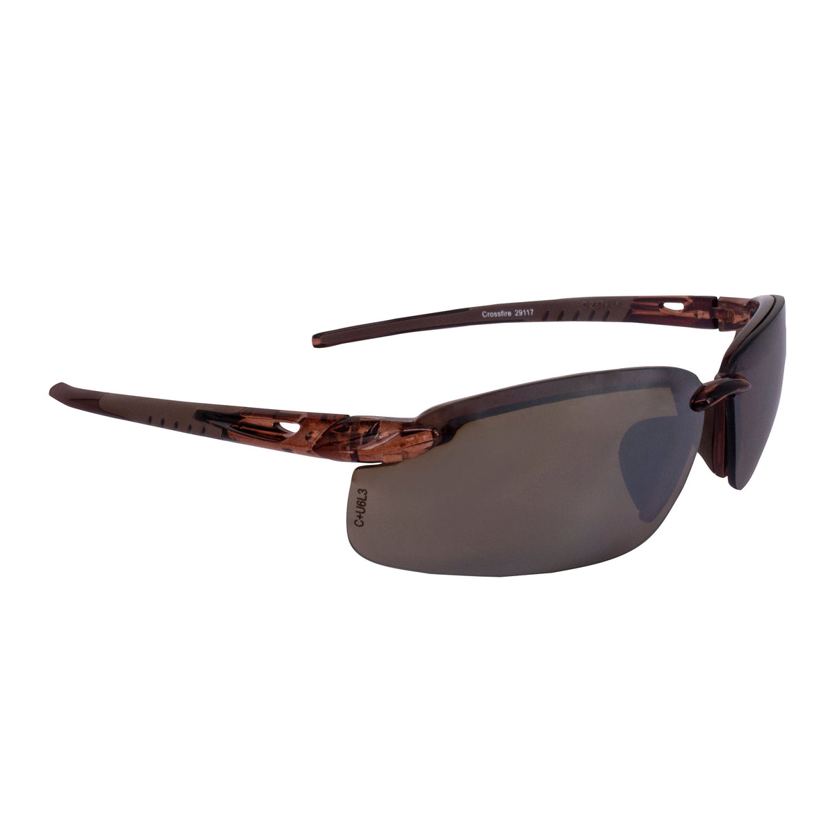 Crossfire ES5 Premium Safety Eyewear - Crystal Brown Frame - HD Brown Mirror Lens