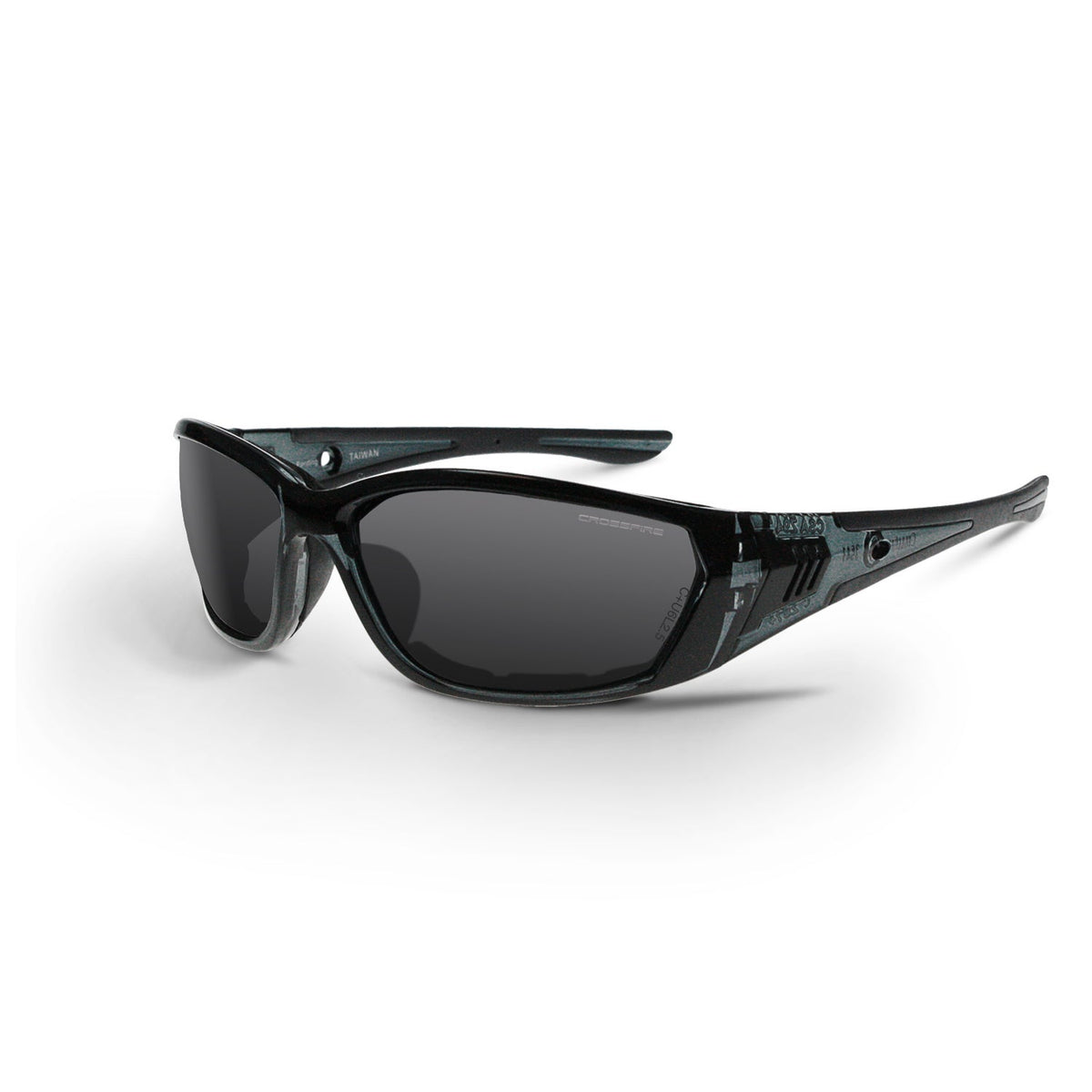 Crossfire 710 Foam Lined Safety Eyewear - Crystal Black Frame - Smoke Anti-Fog Lens