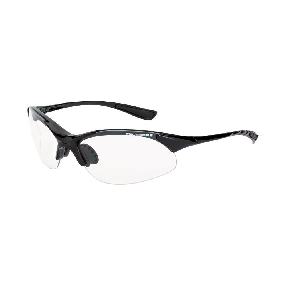 Crossfire XCBR Premium Safety Eyewear - Shiny Black Frame - Clear Lens