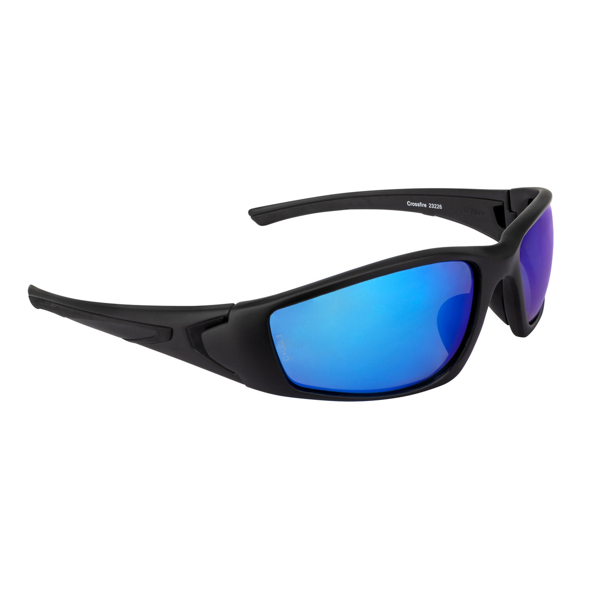 Crossfire RPG Premium Safety Eyewear - Matte Black Frame - Polarized Blue Mirror Lens
