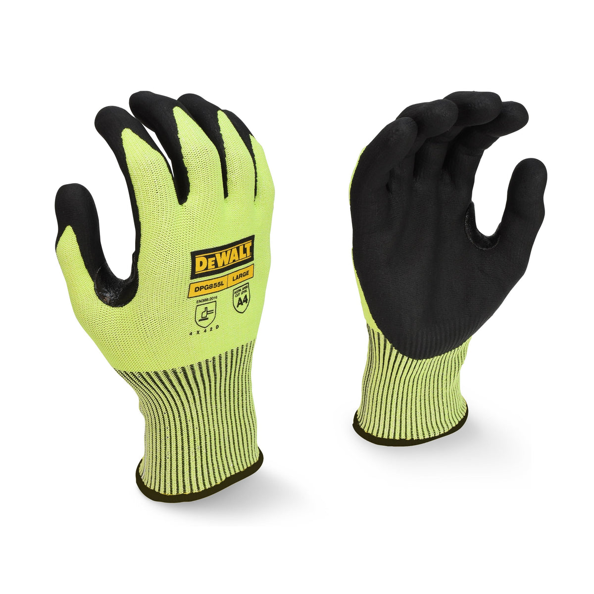 DEWALT DPG855T Hi-Vis Foam Nitrile A4 Cut Glove Tagged