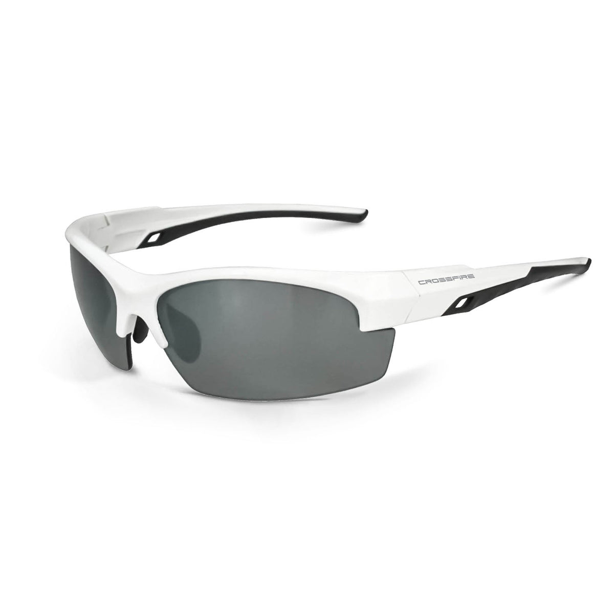 Crossfire Crucible Premium Safety Eyewear - White Frame - Polarized Silver Mirror Lens