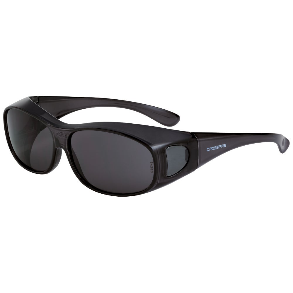 Crossfire OG3 Over the Glass Safety Eyewear - Crystal Black Frame - Smoke Lens - Large