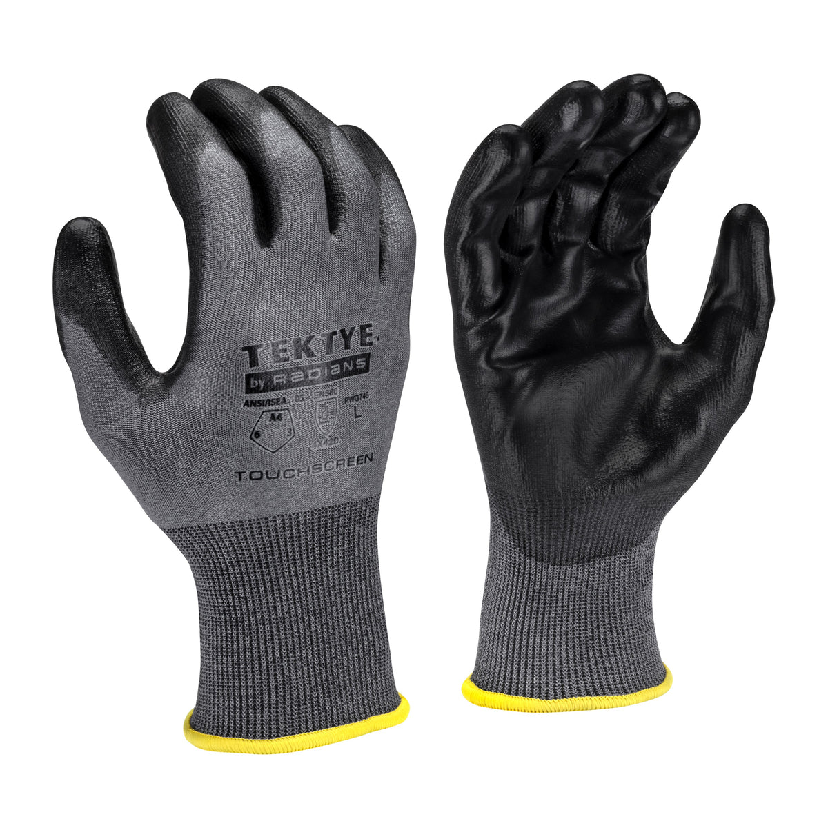 Radians RWG748 TEKTYE® 18g Touchscreen Polyurethane Palm A4 Cut Glove