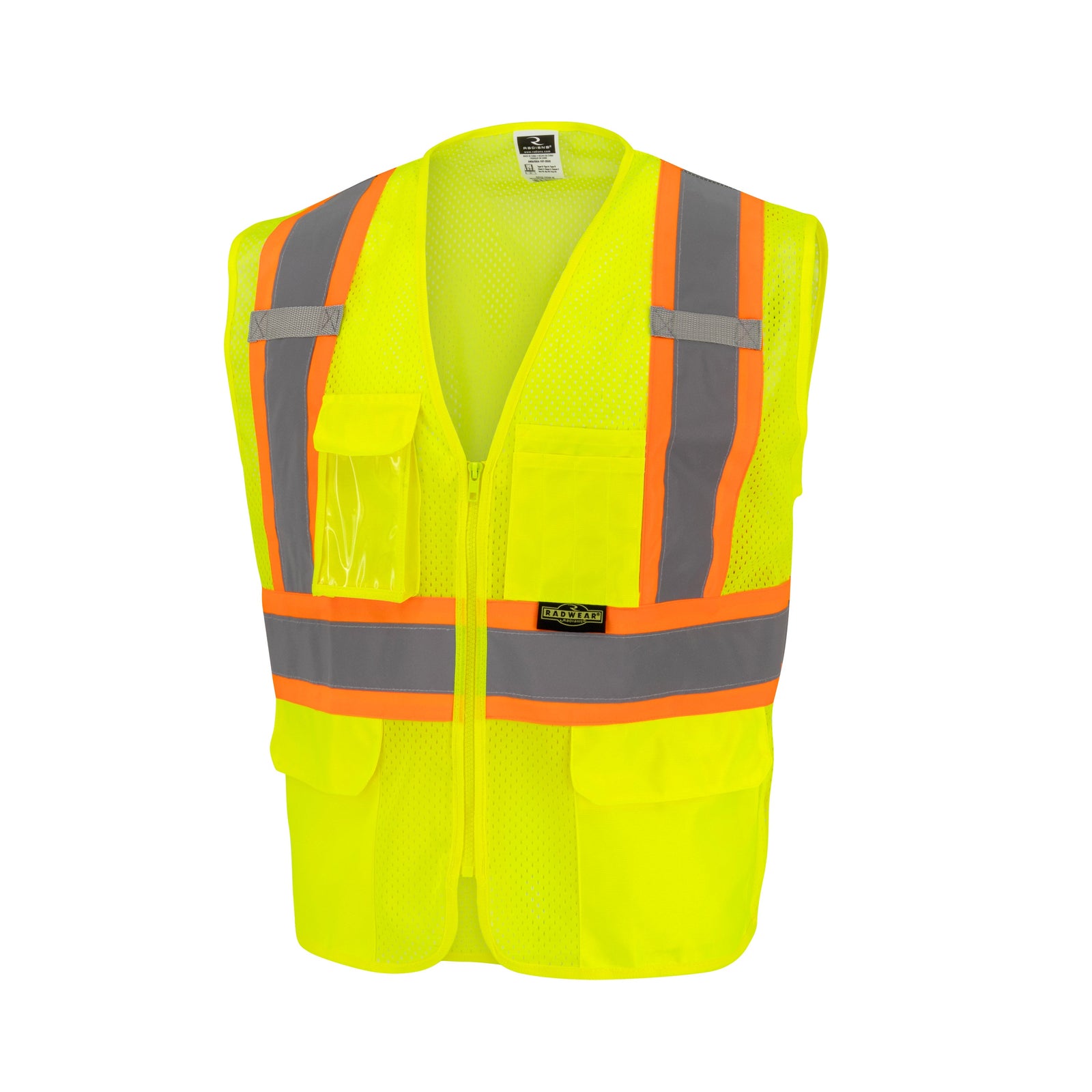 Radians SV232 Class 2 Mesh Surveyor Vest with Side Seam Zippers and Two-Tone Tape