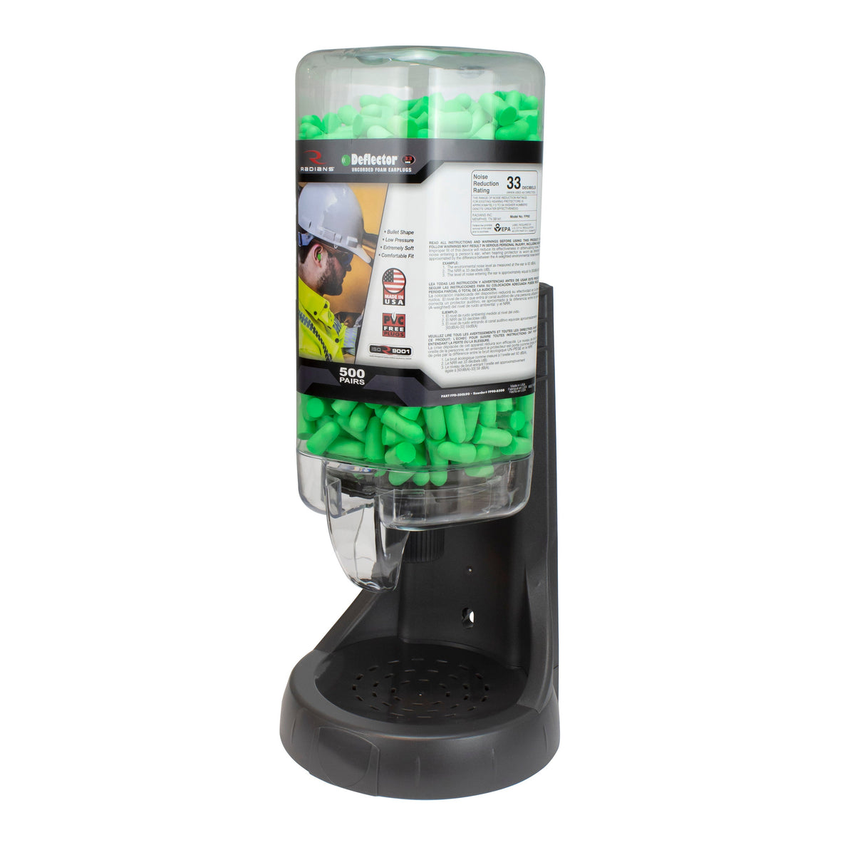 Radians Refillable Dispenser with Deflector® FP90 Plugs - 500 Pair