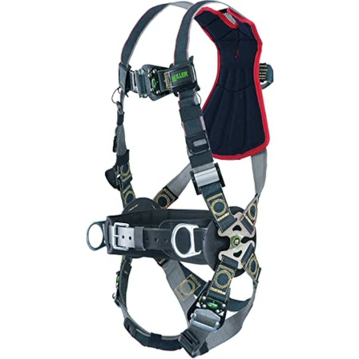 Miller Arc-Rated Premium Full-Body Harness with Kevlar®/Nomex® DualTech™ Webbing, 5 Points of Adjustment, Front/Back/Side D-Rings, Sub-Pelvic Strap, Removable Belt and Quick-Connect Chest & Leg Buckles – L/XL