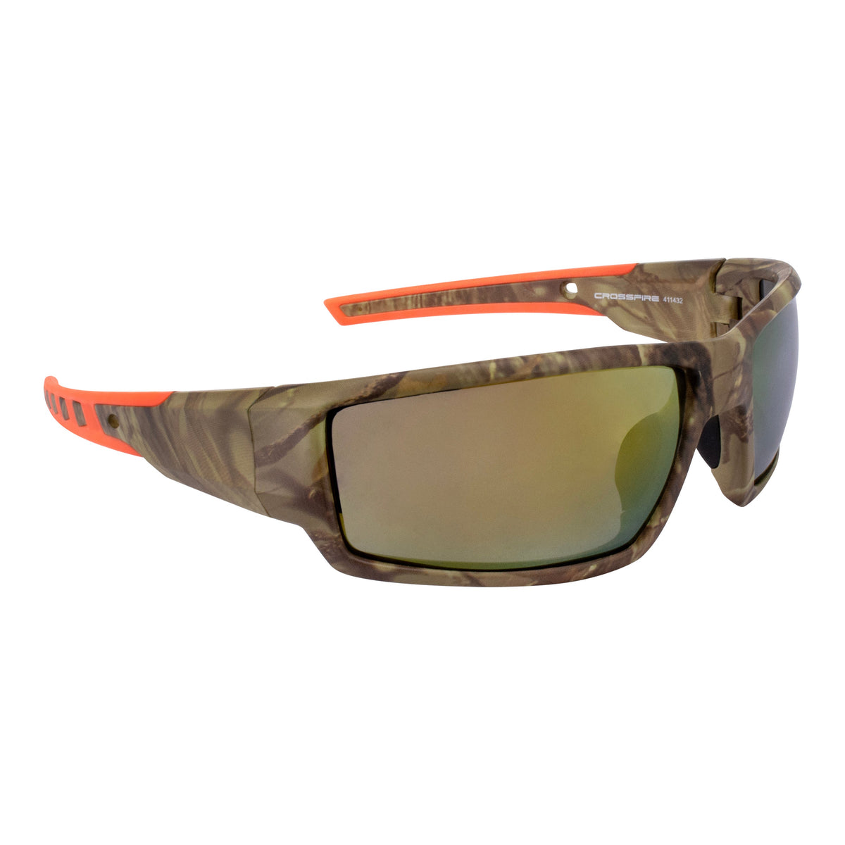 Crossfire Cumulus Premium Safety Eyewear - Camo Frame - Gold Mirror Lens