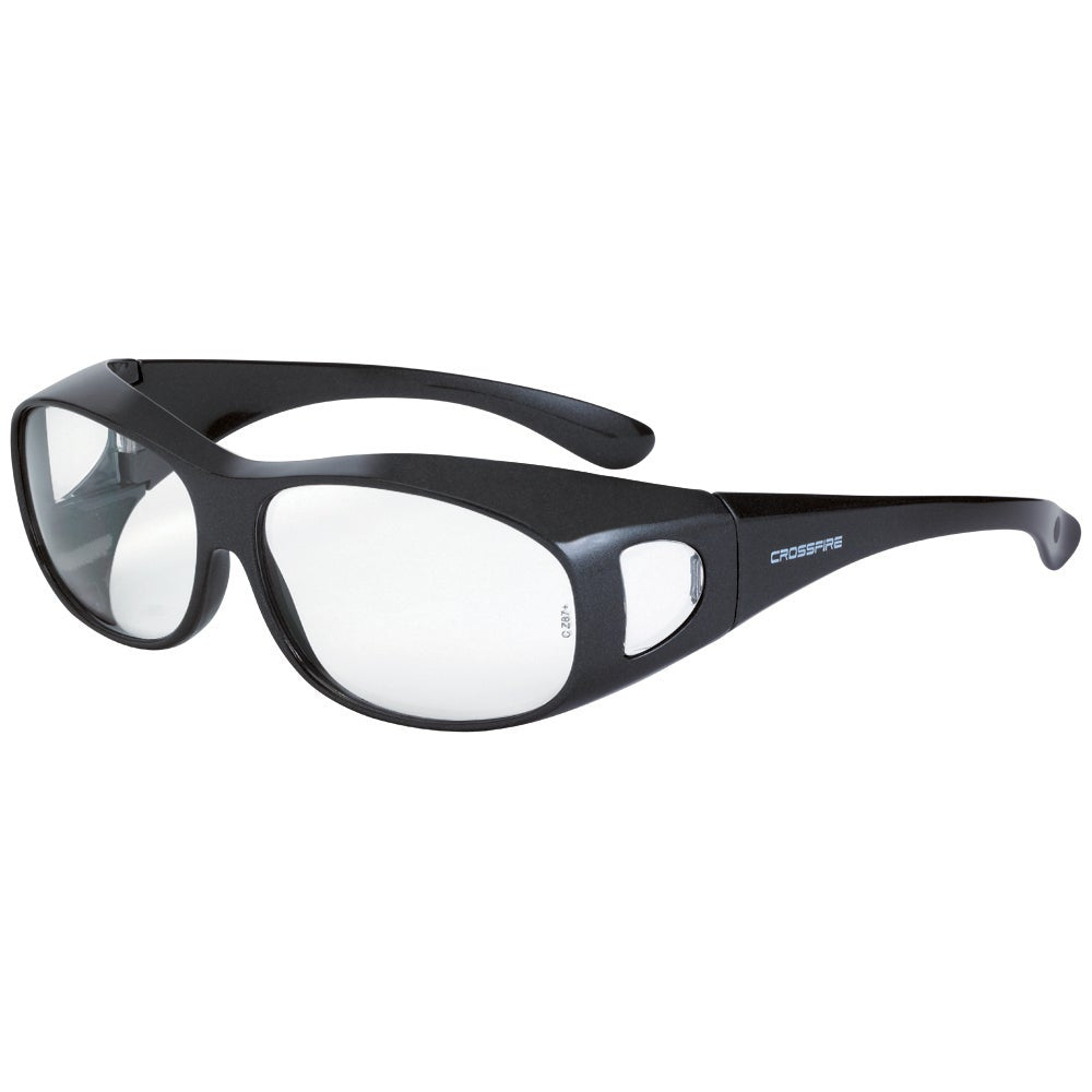 Crossfire OG3 Over the Glass Safety Eyewear - Shiny Pearl Gray Frame - Clear Lens - Large