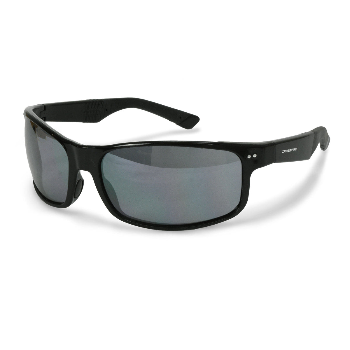 Crossfire CK7™ Premium Safety Eyewear - Shiny Black Frame - Silver Mirror Lens