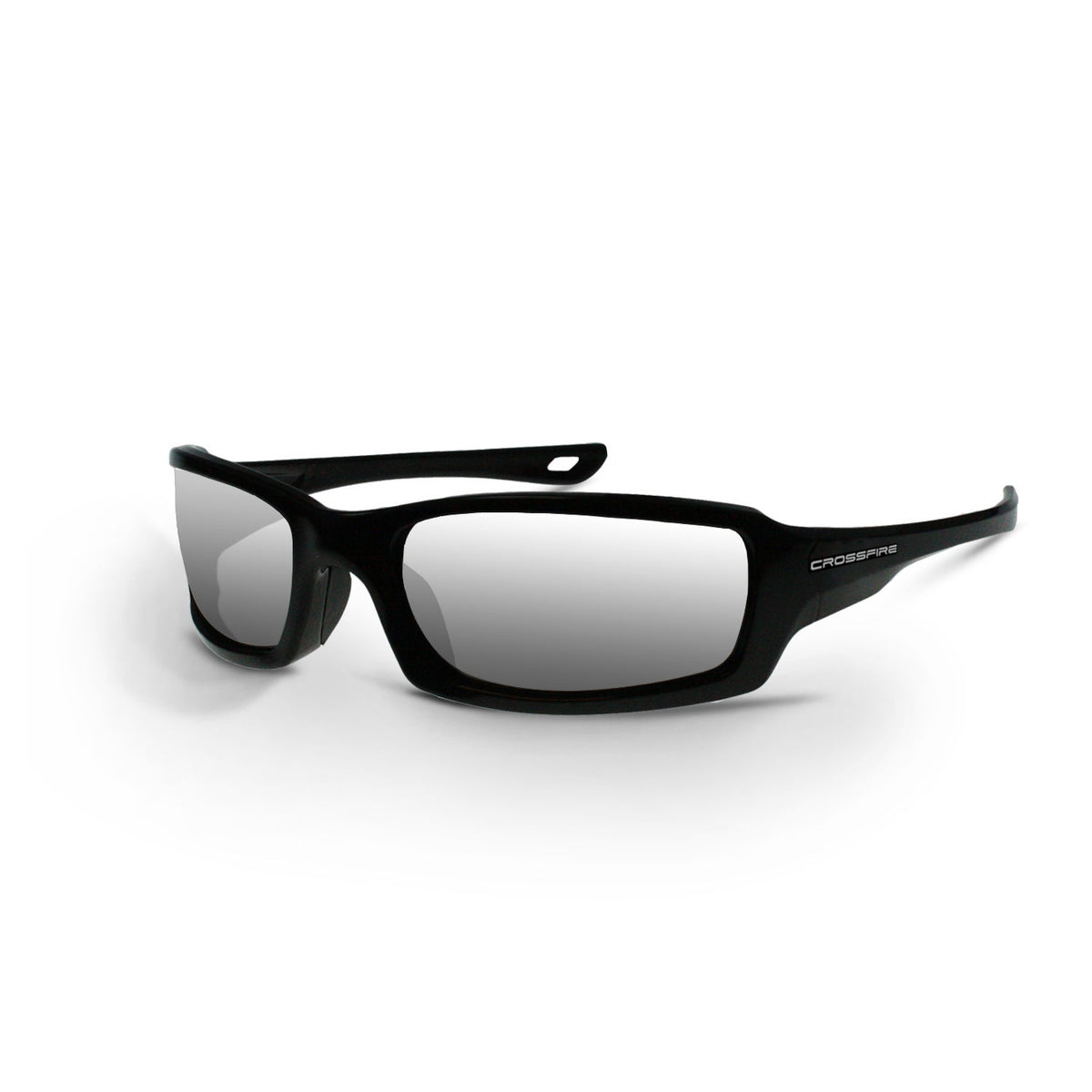 Crossfire M6A Premium Safety Eyewear - Pearl Black Frame - Silver Mirror Lens