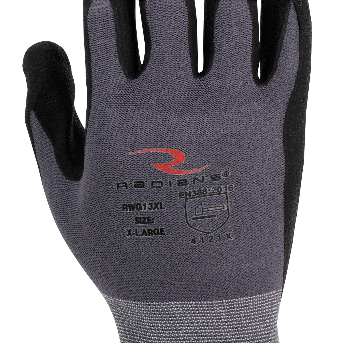 Radians RWG13 Nylon Shell Foam Nitrile Gripper Glove