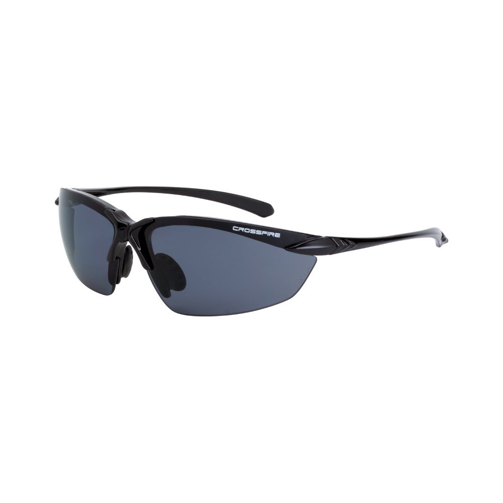 Crossfire Sniper Premium Safety Eyewear - Shiny Black Frame - Polarized Smoke Lens